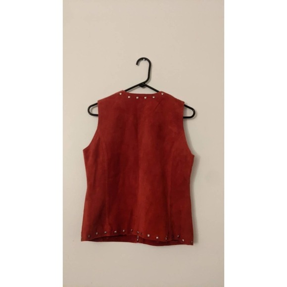 Lisa International 100 Percent Suede Red Vest with Metal Embellishment, Small - Picture 5 of 11